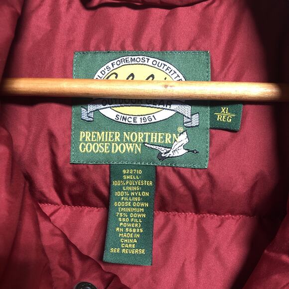 Cabela's Premier Northern Goose Down Puffer Vest Men XL Red Flaws - Picture 10 of 11